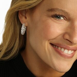 Melinda Maria The Queens Hoop 1" Simultated Diamond Earrings New - Silver ✨️FIRM